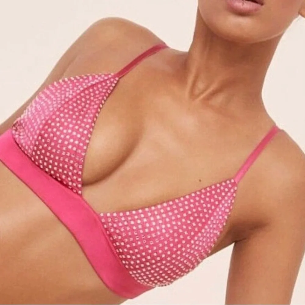 Pink Rhinestone Triangle Bralette - Picture 2 of 3